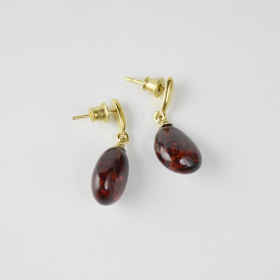 Medium long amber earrings drop beads